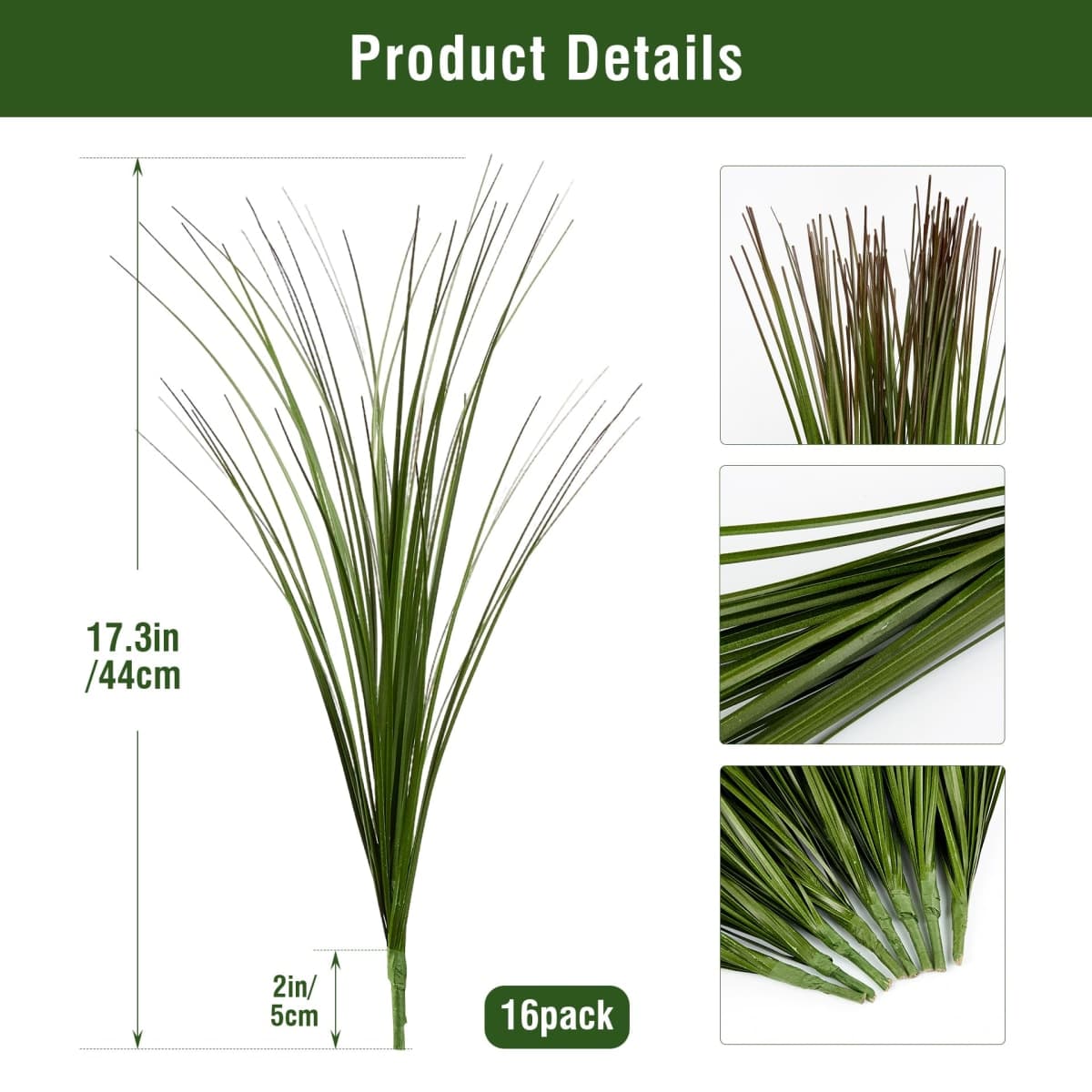 Uqueeten Artificial Wheat Grass, 16 Stems, 17.3" Faux Grass Stems for Indoor & Outdoor Décor, Realistic Artificial Greenery for Planters, Vases, Porch, Patio, Garden & Home Decoration thumbnail 2