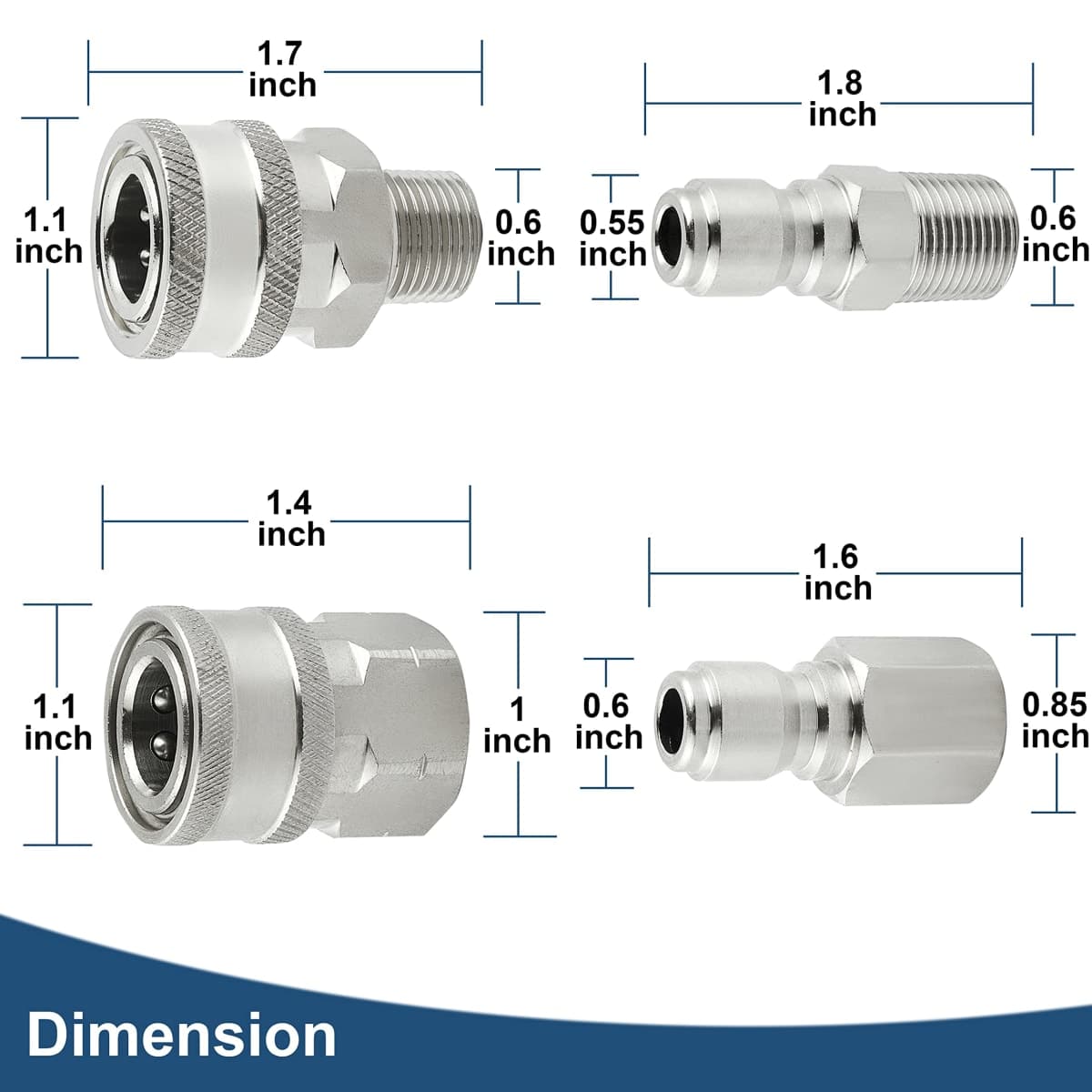 Raincovo Pressure Washer Quick Connect 3/8 Inch, Female and Male Thread thumbnail 4