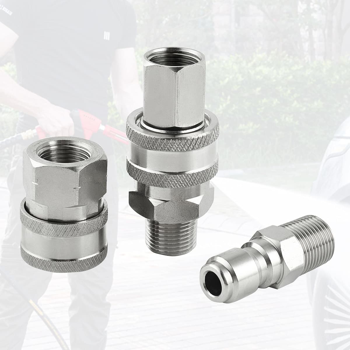 Raincovo Pressure Washer Quick Connect 3/8 Inch, Female and Male Thread thumbnail 5