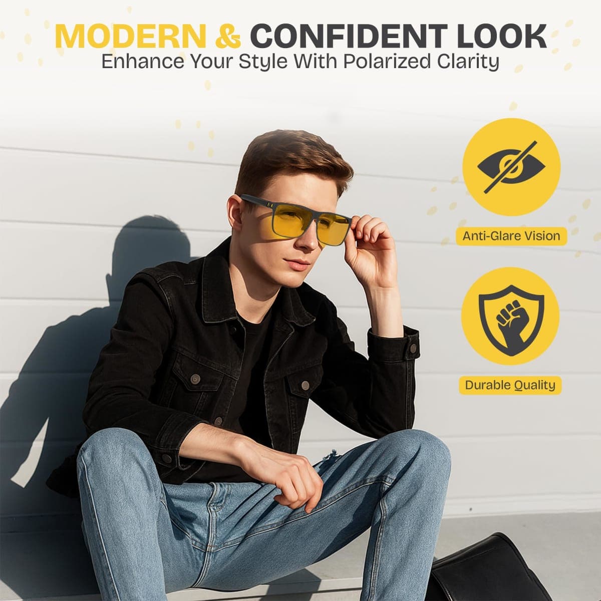Night Driving Glasses Men Women Polarized Night Vision Glasses Diminish Oncoming Headlights and Reflections thumbnail 2