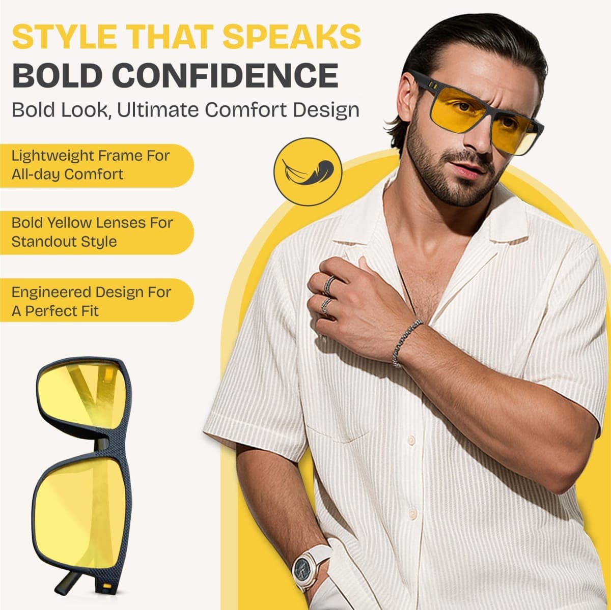 Night Driving Glasses Men Women Polarized Night Vision Glasses Diminish Oncoming Headlights and Reflections thumbnail 4