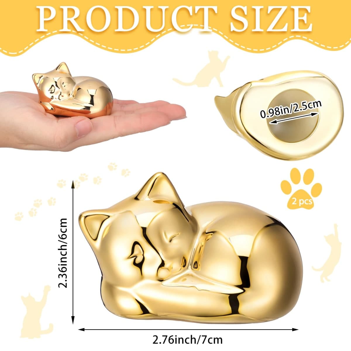 Wonderjune 2 Pack Toilet Bolt Caps Decorative Cat Toilet Bolt Screw Cover Caps Ceramic Cute Bathroom Decor Fun Themed Gadgets Replacement Parts (Gold) thumbnail 2