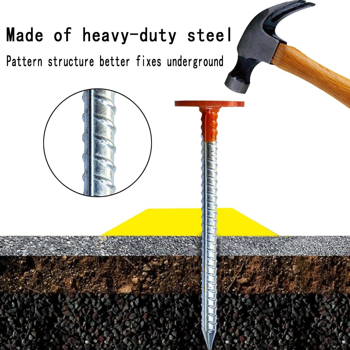 WANSRUYI Rebar Survey Marker Stakes, 12 Inch Long - 1.35 LB Heavy Duty, Hi-Vis Orange (8 Pack) thumbnail 3