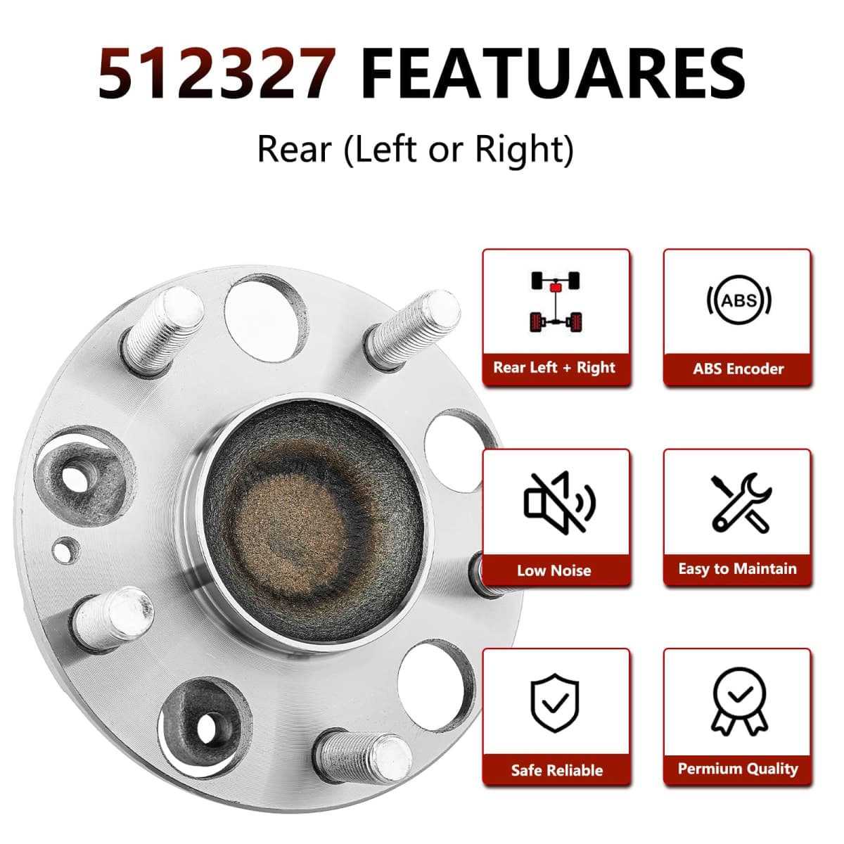 JLEO 512327 (Pair) Rear Wheel Bearing for Acura TSX 2004 2005 2006 2007 2008,for Honda for Accord 2005 2006 2007 Wheel Hub Assembly Replacement thumbnail 5