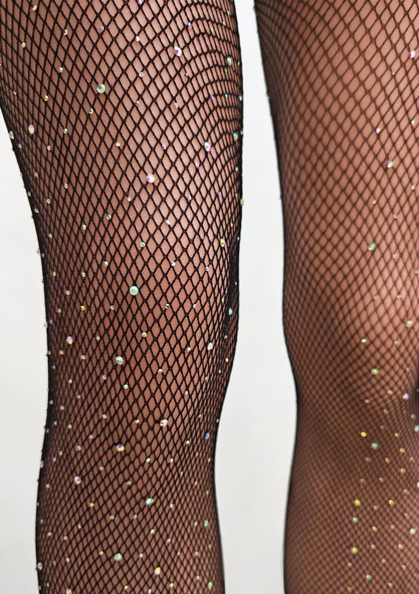 VEBZIN Sparkly Fishnets Stockings High Waist Fishnet Tights for Women thumbnail 2