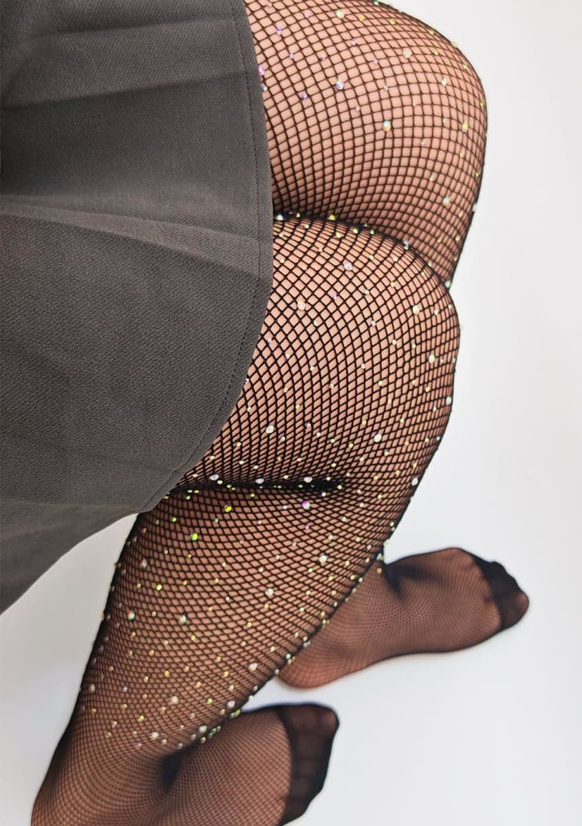 VEBZIN Sparkly Fishnets Stockings High Waist Fishnet Tights for Women thumbnail 3
