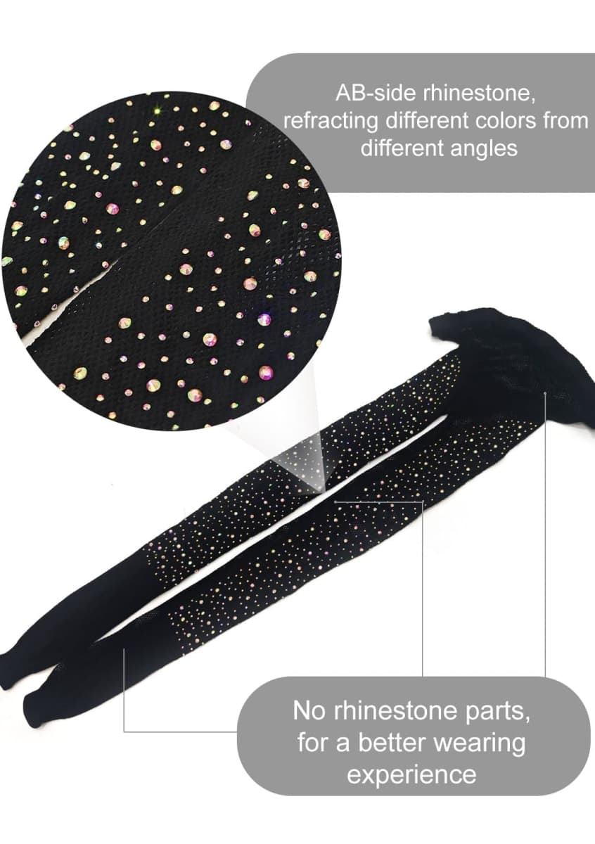 VEBZIN Sparkly Fishnets Stockings High Waist Fishnet Tights for Women thumbnail 5