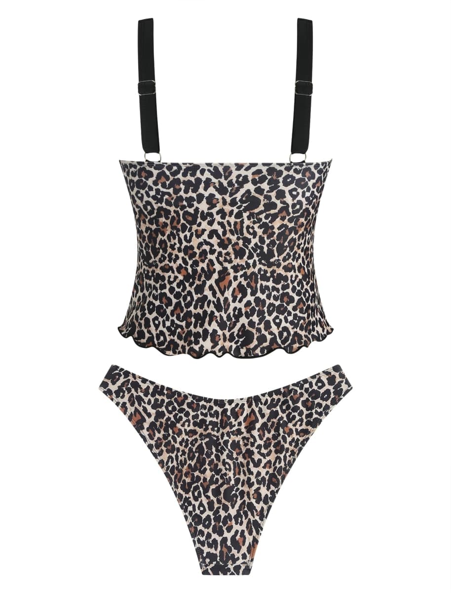 ZAFUL Women's Tankini Swimsuits Tummy Control Bow Two Piece Bathing Suit, 1-leopard, Medium thumbnail 4