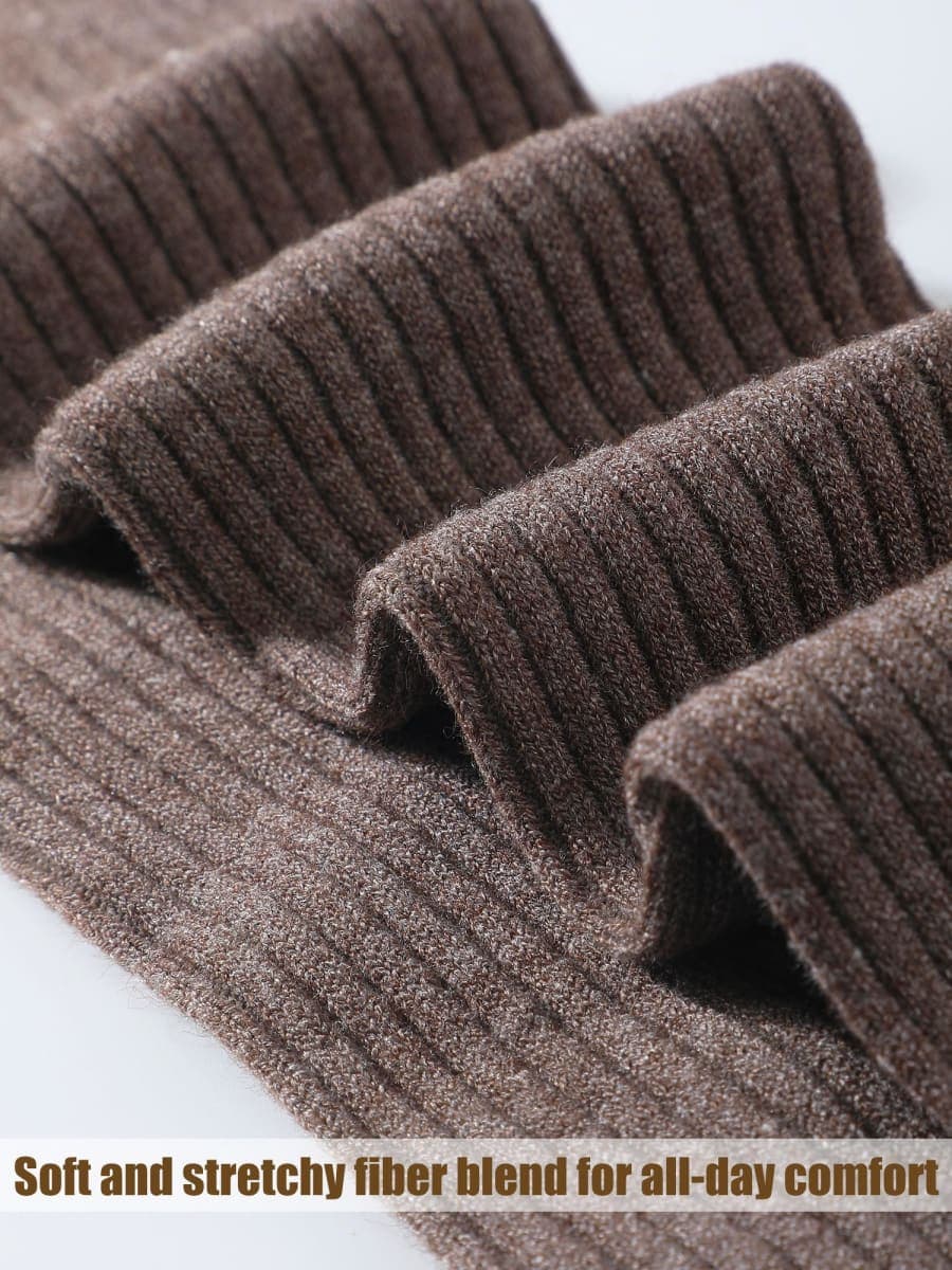 Shihanee 3 Pairs Women Cashmere Cotton Knee High Socks Long Ribbed Knit Slouchy Boot Socks Soft Warm for Women Girls, Dark, One Size thumbnail 2