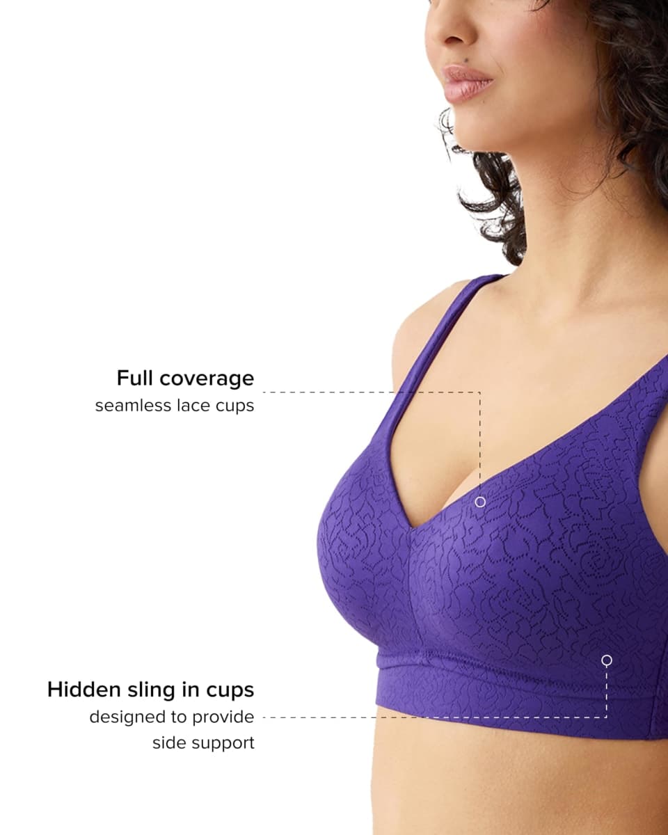 Wacoal Womens Inside Job Unlined Full Coverage Wire Free Bra, 852345, Purple Indigo, 42C thumbnail 3