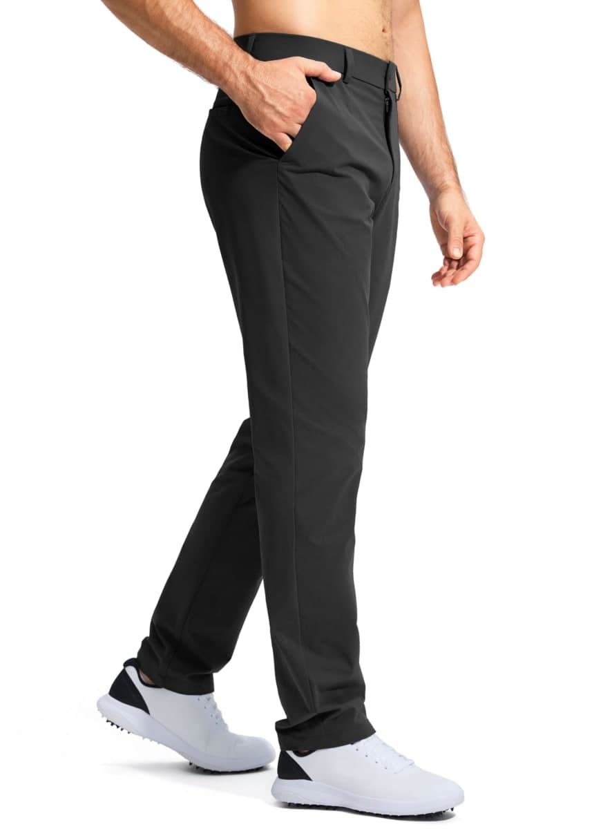 Pudolla Men's Golf Pants Stretch Work Dress Comfy Pants 30"/32"/34" Lightweight Quick Dry Casual Slacks Trousers with Pockets, Black, 35W x 30L thumbnail 4