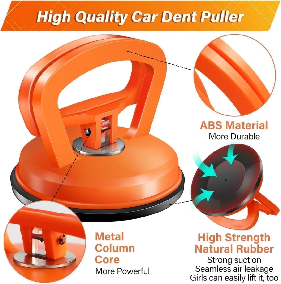 WASAIQI Dent Puller,Car Dent Puller 3 Pack Dent Remover Tool Dent Removal Kit for Car Suction Cup Dent Puller and Dent Repair Kit for Car Body,Screen,Tiles Lifting,Objects Moving(Orange+Yellow+Black) thumbnail 4