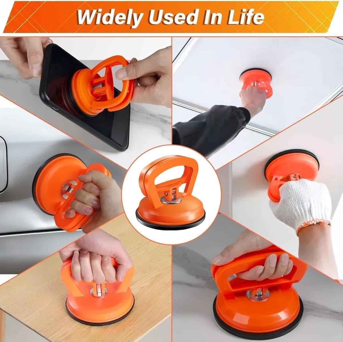WASAIQI Dent Puller,Car Dent Puller 3 Pack Dent Remover Tool Dent Removal Kit for Car Suction Cup Dent Puller and Dent Repair Kit for Car Body,Screen,Tiles Lifting,Objects Moving(Orange+Yellow+Black) thumbnail 5