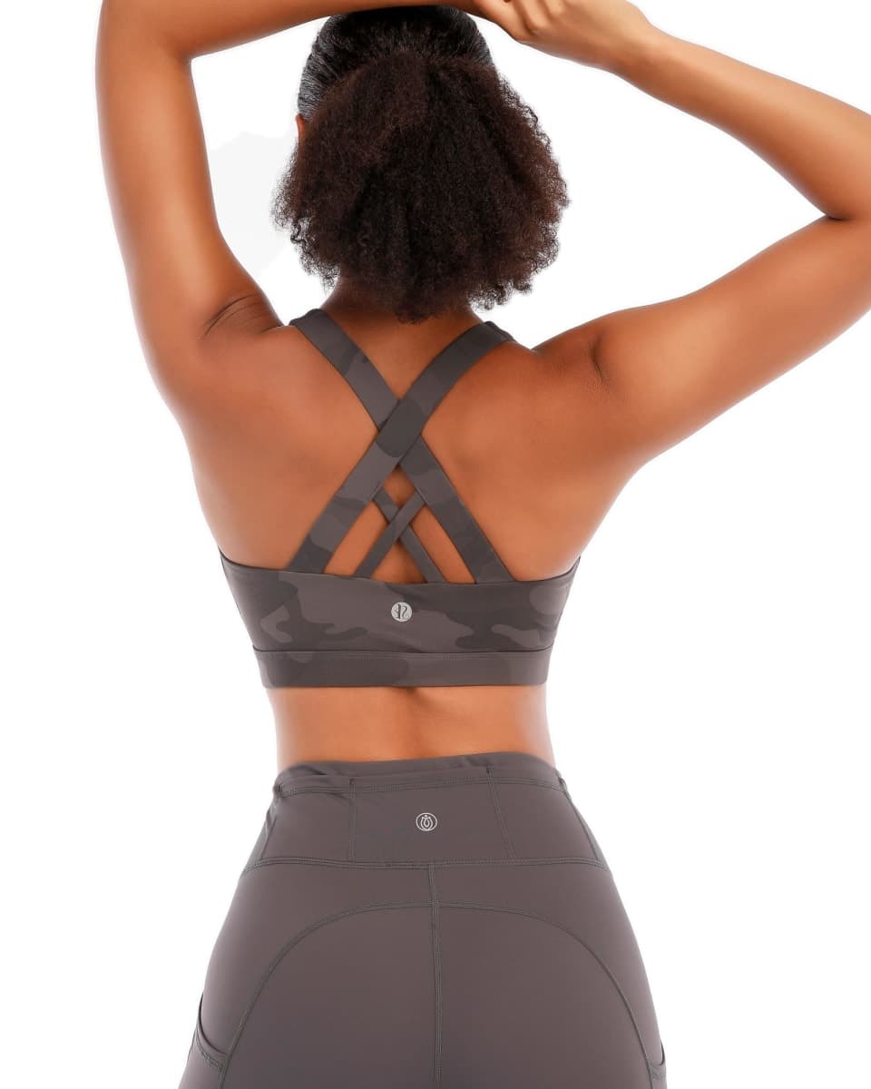 RUNNING GIRL Sports Bra for Women, Criss-Cross Back Padded Strappy Sports Bras Medium Support Yoga Bra with Removable Cups, B-black, Small — image 1