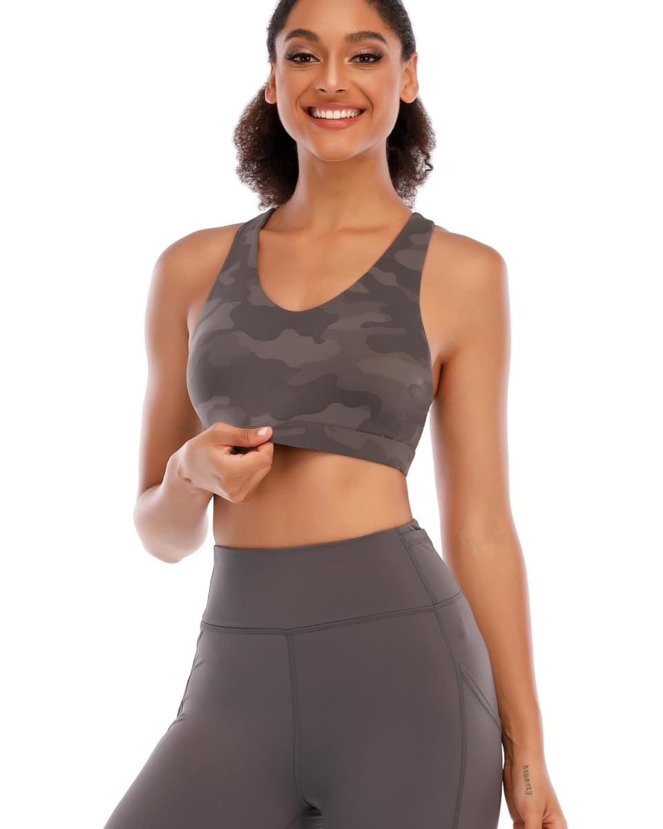 RUNNING GIRL Sports Bra for Women, Criss-Cross Back Padded Strappy Sports Bras Medium Support Yoga Bra with Removable Cups, B-black, Small thumbnail 2