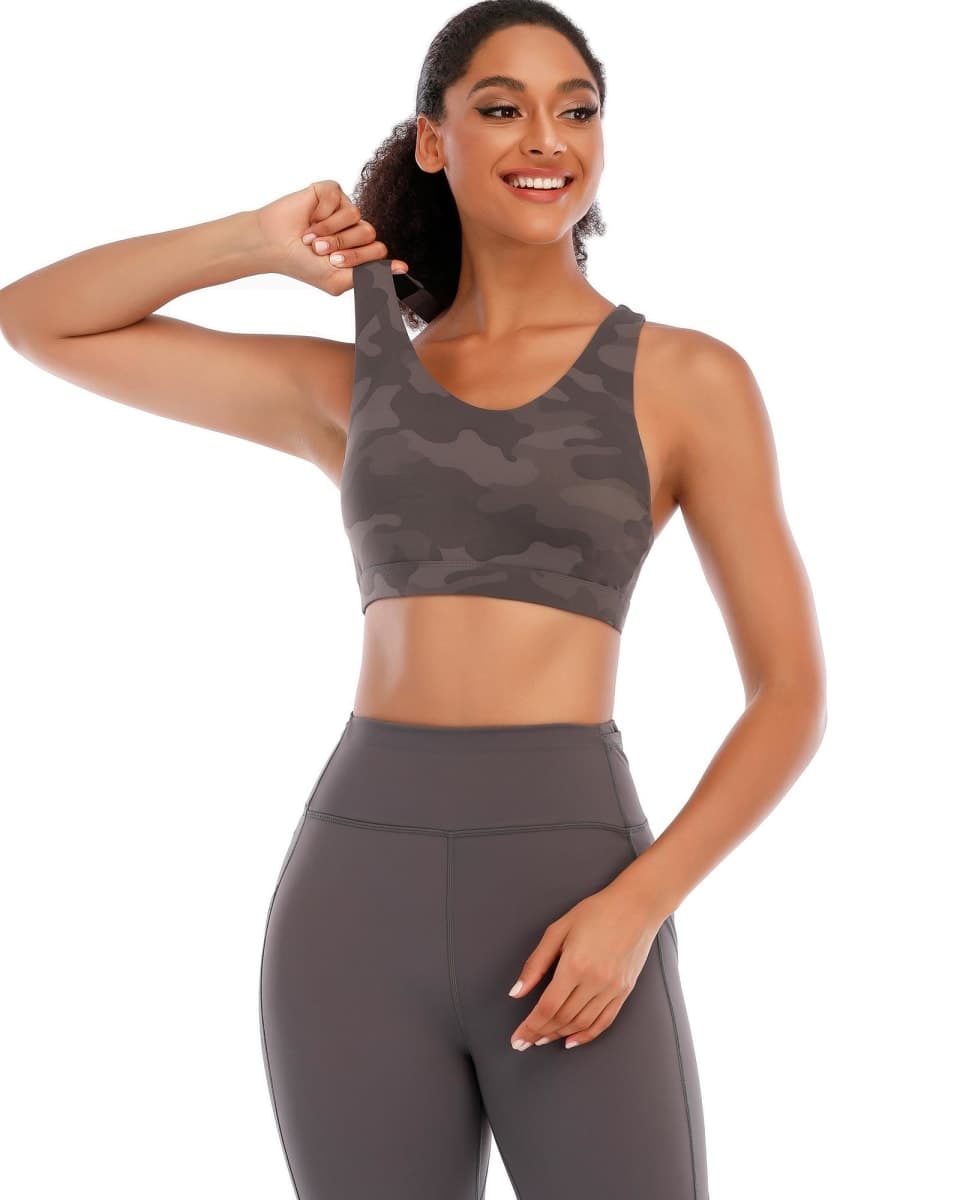 RUNNING GIRL Sports Bra for Women, Criss-Cross Back Padded Strappy Sports Bras Medium Support Yoga Bra with Removable Cups, B-black, Small thumbnail 3