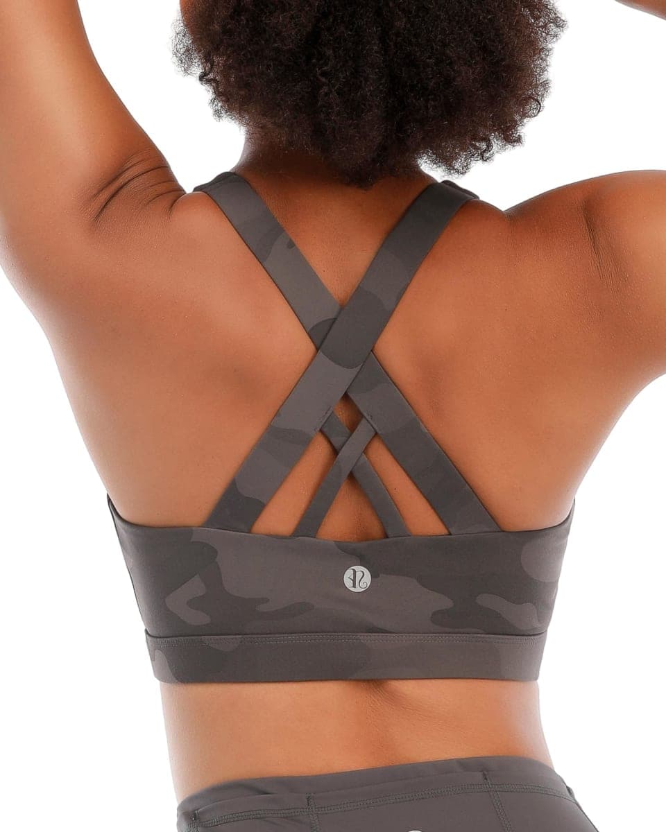 RUNNING GIRL Sports Bra for Women, Criss-Cross Back Padded Strappy Sports Bras Medium Support Yoga Bra with Removable Cups, B-black, Small thumbnail 4