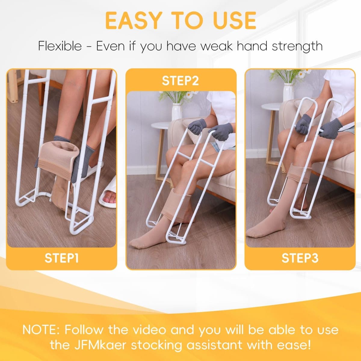 Upgraded Extra-Large Compression Sock Aid Device - Sock Aids for Compression Stocking - Helper Device for Putting on Hosiery - 14 in or More thumbnail 2