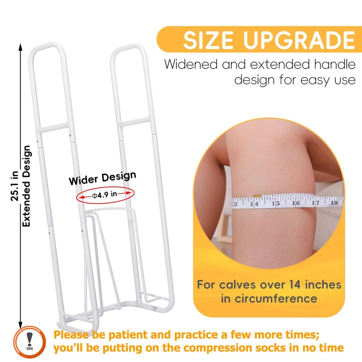 Upgraded Extra-Large Compression Sock Aid Device - Sock Aids for Compression Stocking - Helper Device for Putting on Hosiery - 14 in or More thumbnail 3