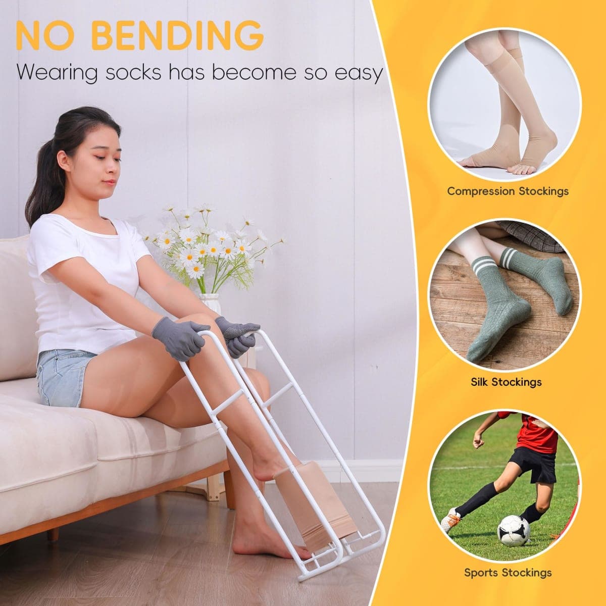 Upgraded Extra-Large Compression Sock Aid Device - Sock Aids for Compression Stocking - Helper Device for Putting on Hosiery - 14 in or More thumbnail 5