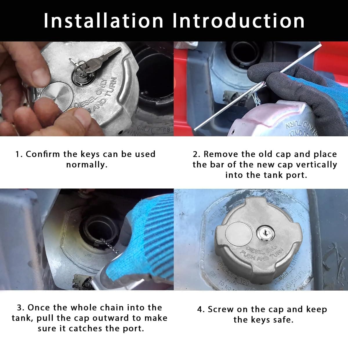 Locking Fuel Cap (2PCS), Compatible with 1996-2018 Freightliner Cascadia Columbia Century Coronado 1/4 Turn Lock Gas Cap, 3In Aluminum Diesel Fuel Tank Cap, W/Key | 03-37017-002 0337017002 600149 thumbnail 4