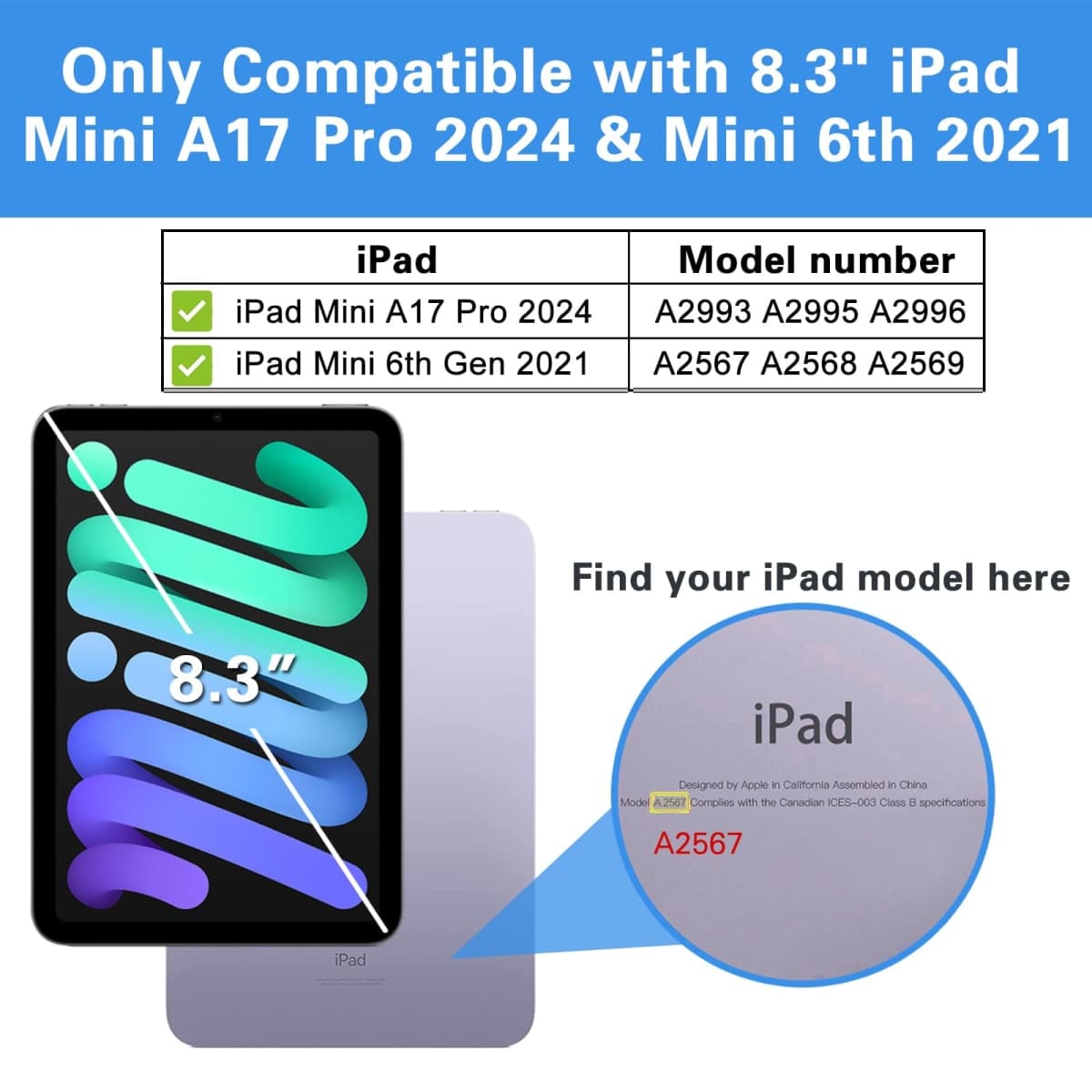 ProCase Smart Case for iPad mini 7 A17 Pro 2024/ Mini 6 2021 8.3" -Black thumbnail 2