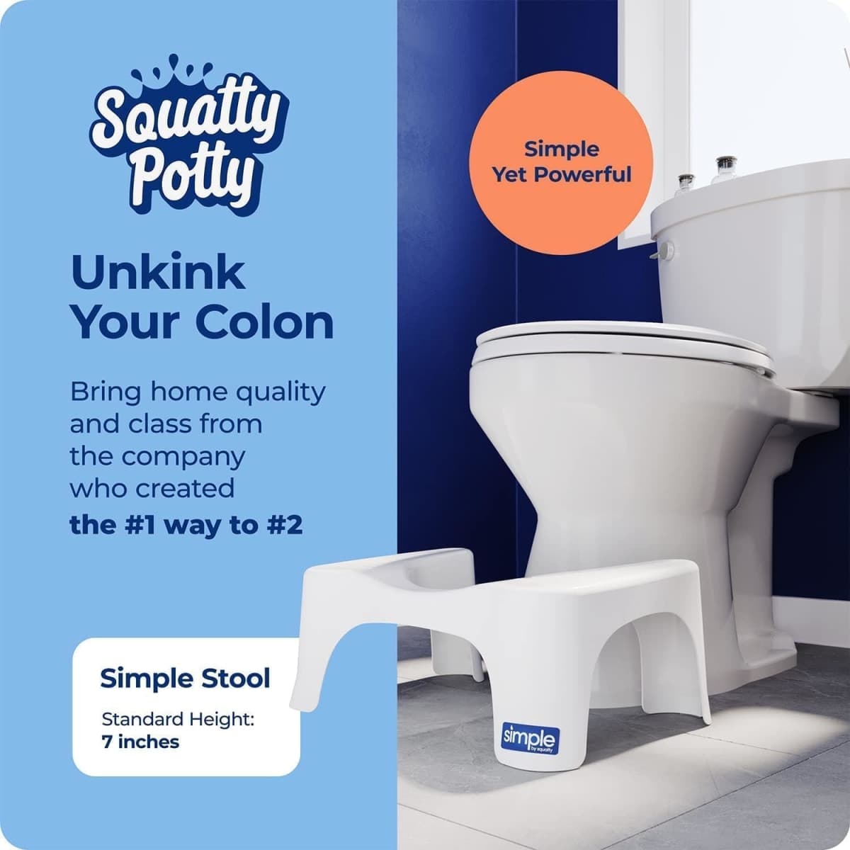 Squatty Potty Simple Bathroom Toilet Stool, White, 7" thumbnail 2