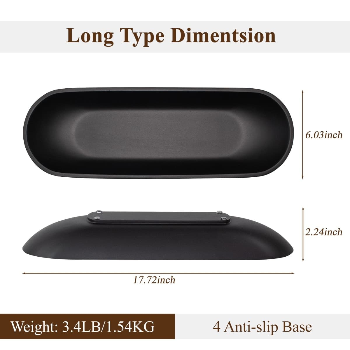 Long Decorative Bowl for Centerpiece, Dough Bowl for home decor 18" Black thumbnail 3