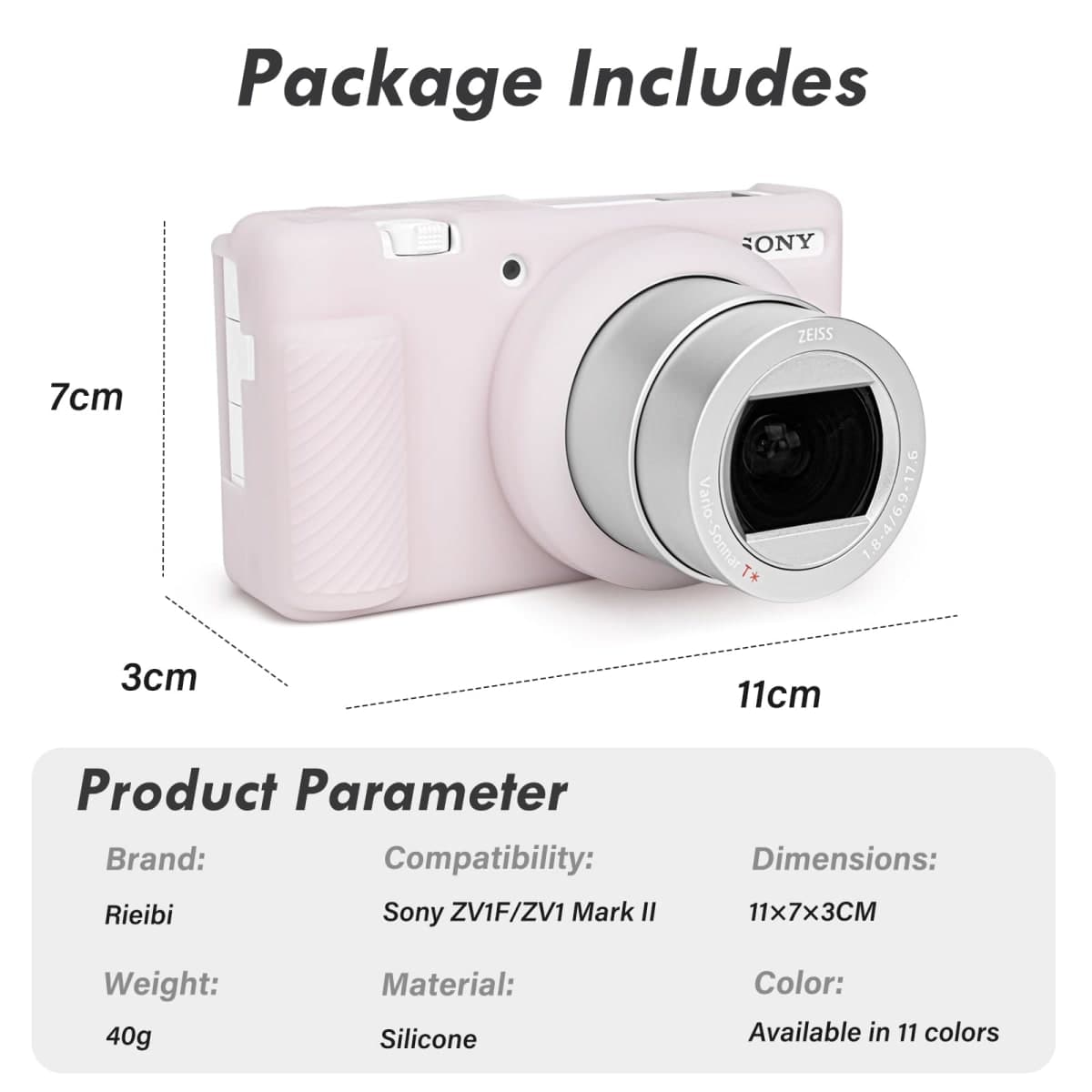 Rieibi ZV-1F Camera Case, Soft Silicone Protective Case for Sony ZV1F/ZV-1M2/ZV-1 Mark II (NOT for ZV1) Vlog Camera, Lightweight ZV1F Cover - Pink White thumbnail 2