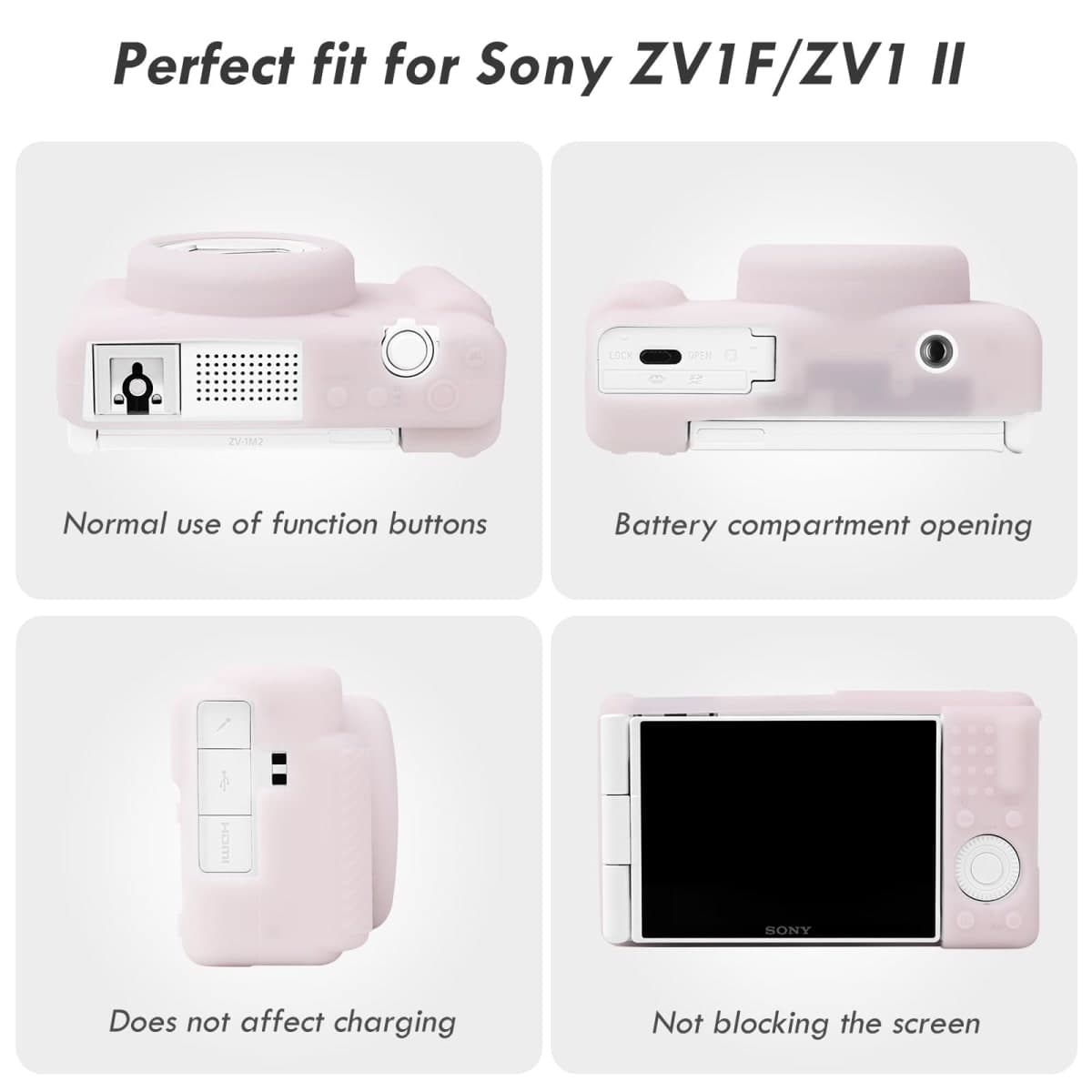 Rieibi ZV-1F Camera Case, Soft Silicone Protective Case for Sony ZV1F/ZV-1M2/ZV-1 Mark II (NOT for ZV1) Vlog Camera, Lightweight ZV1F Cover - Pink White thumbnail 3