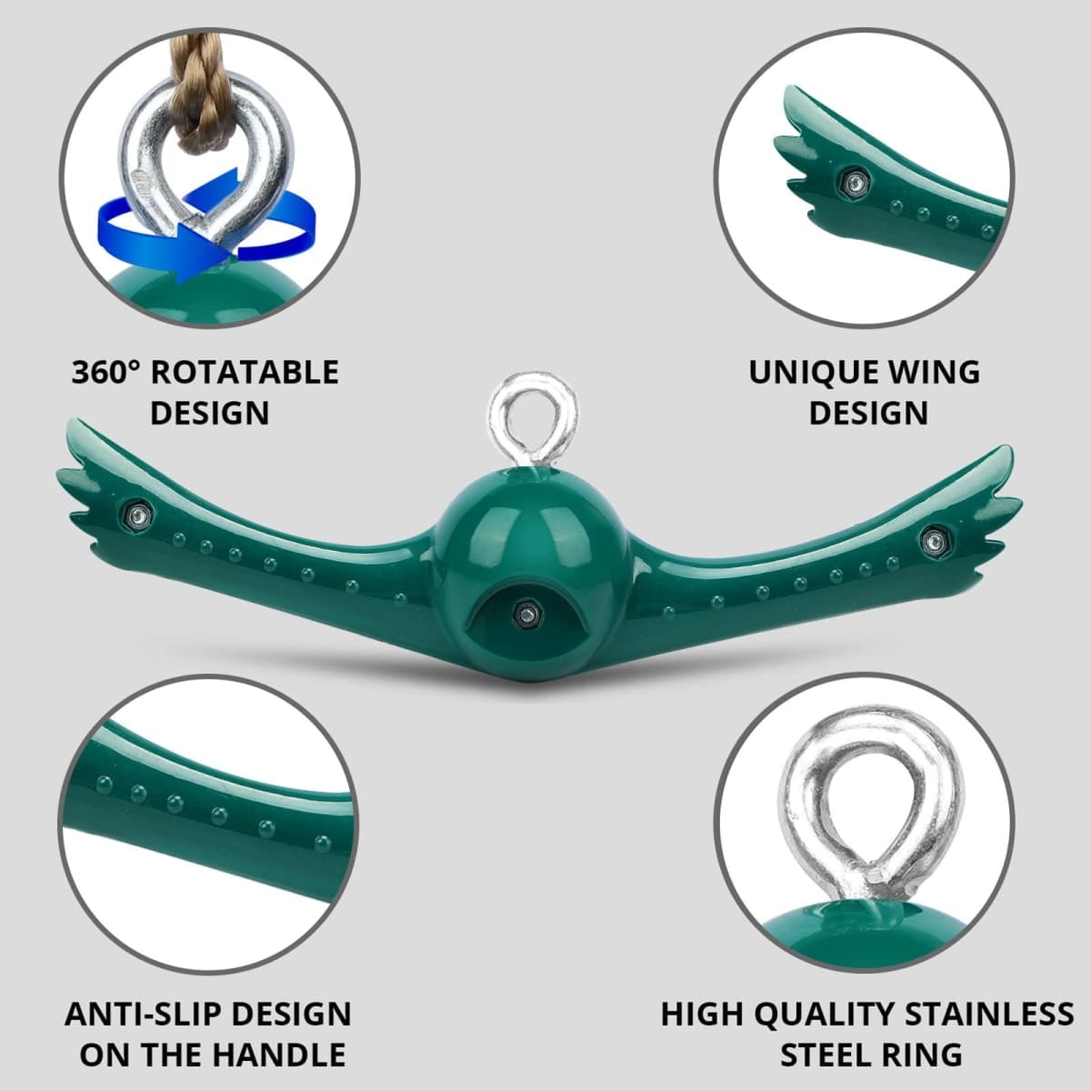 YAMIPROBI Swing Spins Set: 360° Handle Twist-Spin Flips Toy - Slackline Attachments Activate Play Powers - Accessories for Kids' Playground and Backyard Fun, Green thumbnail 3