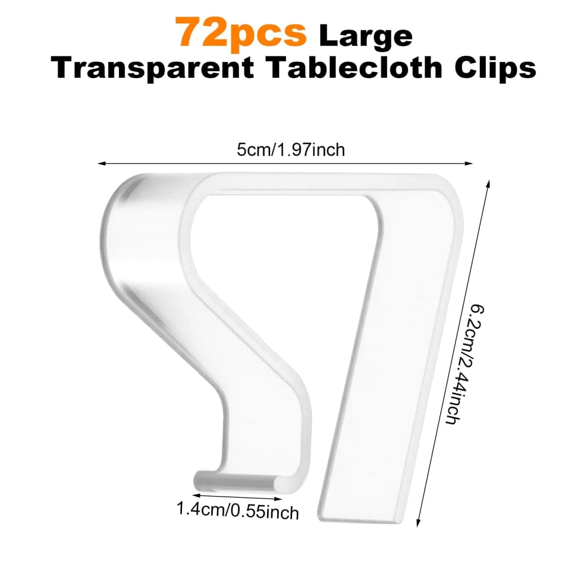 Pafeooui 72pcs Large Transparent Tablecloth Clips, PVC Windproof Table Cover Holder Clamps for Indoor Outdoor Picnic, Wedding, Party, Camping thumbnail 2