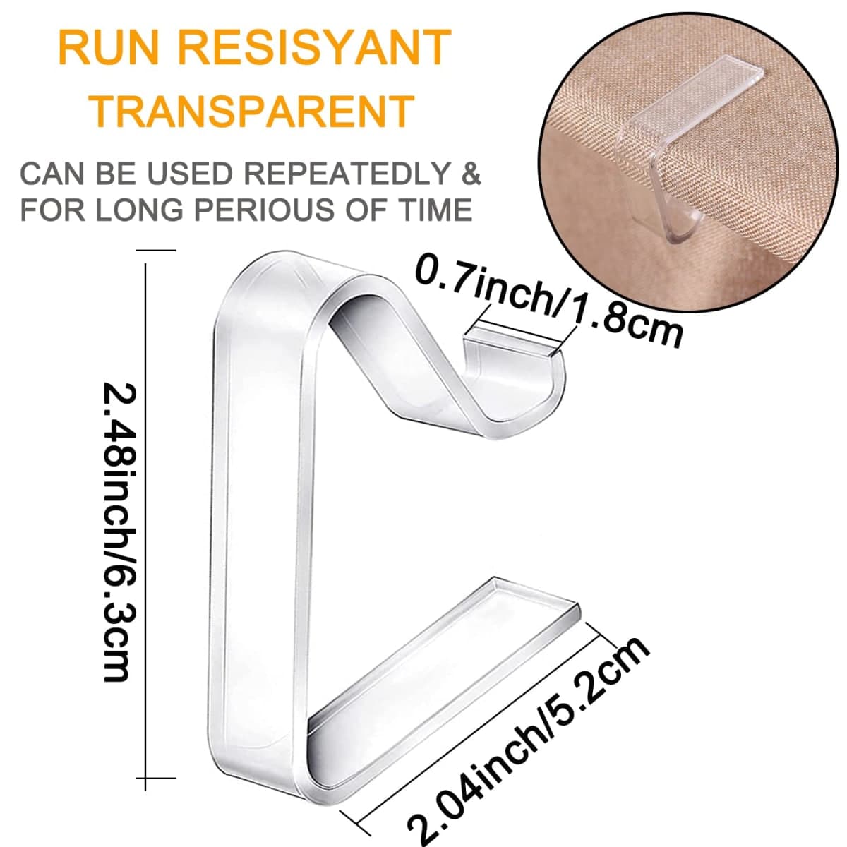 Sazoemao 48 Pieces Transparent Clear Tablecloth Clips, Plastic Windproof Table Cover Holder Clamps, Table Cloth Holder for Home, Parties, Weddings, Picnics, Camping (Large, 2.48 x 2.04 inches, Clear) thumbnail 2