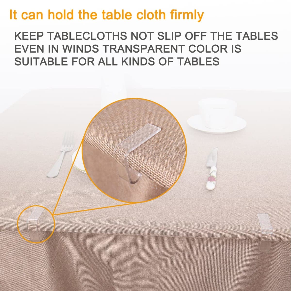 Sazoemao 48 Pieces Transparent Clear Tablecloth Clips, Plastic Windproof Table Cover Holder Clamps, Table Cloth Holder for Home, Parties, Weddings, Picnics, Camping (Large, 2.48 x 2.04 inches, Clear) thumbnail 4