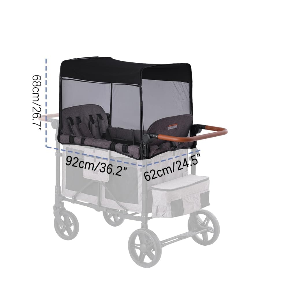 SeedFuture Mosquito Net Cover Compatible with W4 Stroller Wagon, Black thumbnail 2