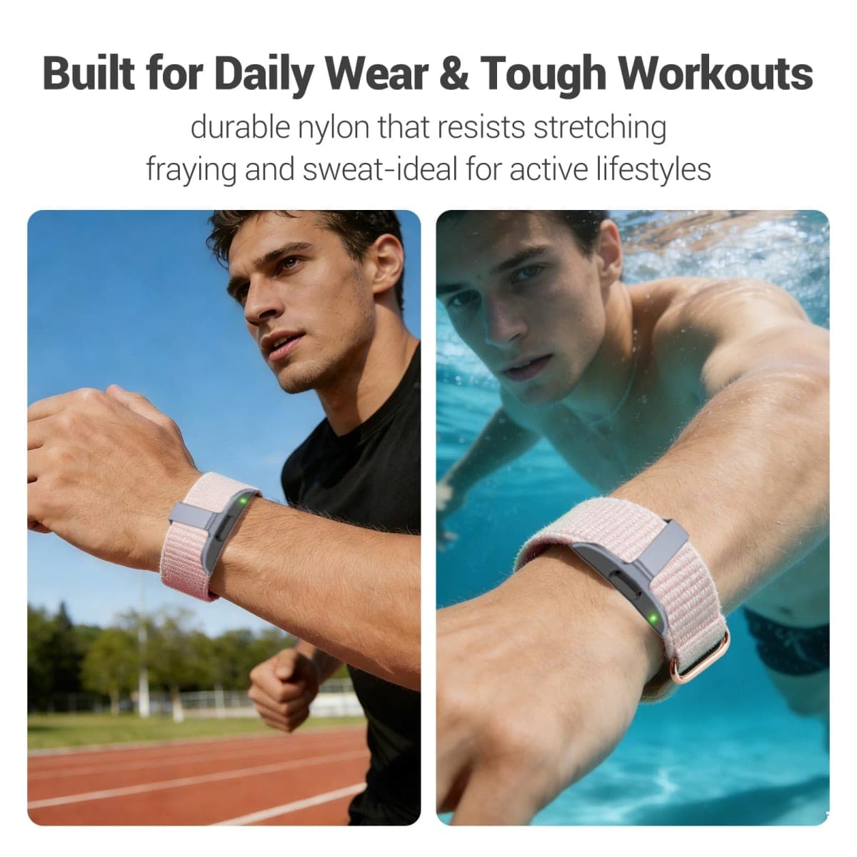 WGDJEMAX Nylon Loop Replacement Strap Compatible with Hume Health Band, Soft Breathable Adjustable Sport Wristband for Fitness Tracker, Women & Men (Pink) thumbnail 5