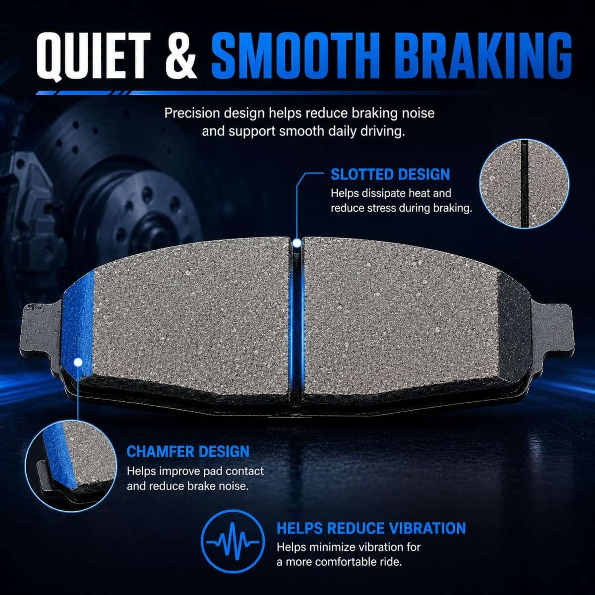 DYZJKWJW D1543 D1544 Front Rear Ceramic Disc Brake Pads With Clips Fit For 2011-2016 Hyundai Elantra,For 2012-2016 Hyundai Veloster,For 2014-2016 KIA Forte/Forte5/Forte Koup (8 pcs) thumbnail 5