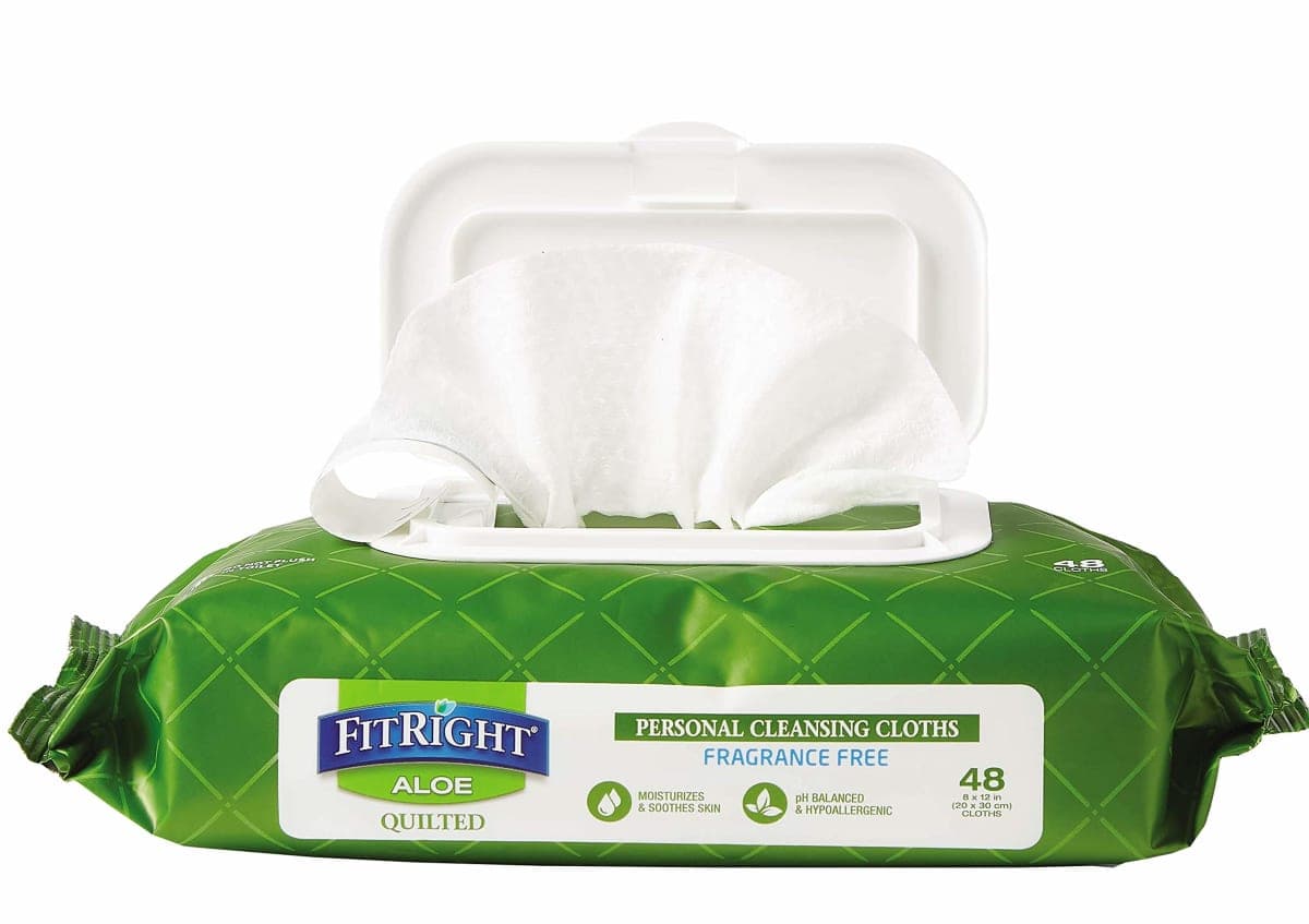 Medline AloeTouch Quilted Heavyweight Personal Cleansing Cloth Wipes, 576 Count, Unscented, 8 x 12 inch Adult Large Incontinence Wipes thumbnail 2