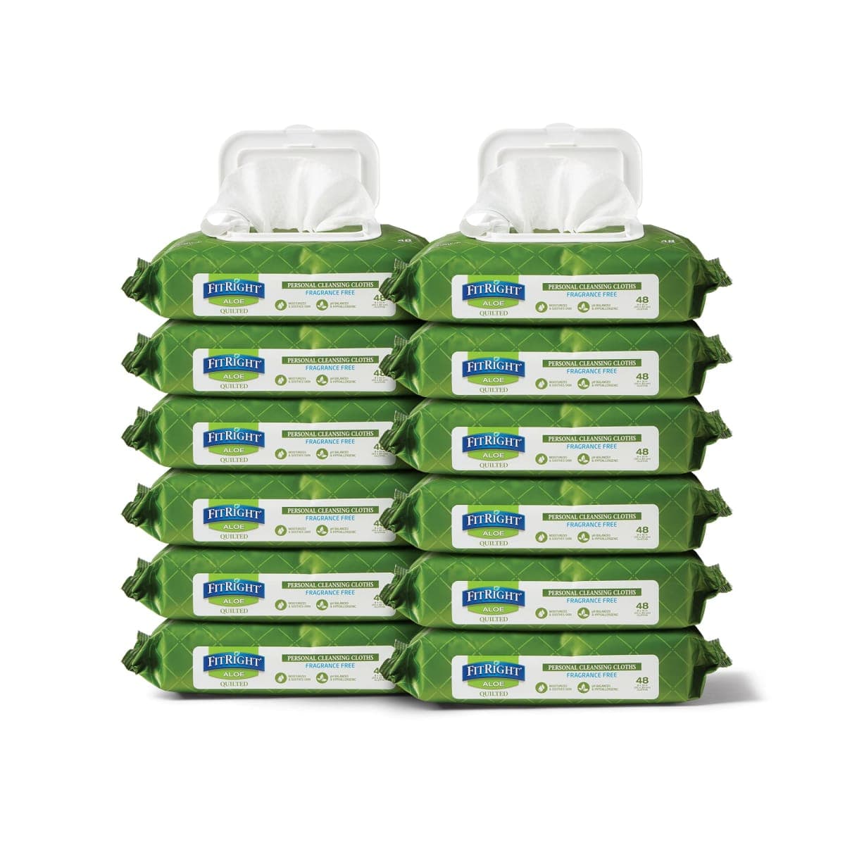 Medline AloeTouch Quilted Heavyweight Personal Cleansing Cloth Wipes, 576 Count, Unscented, 8 x 12 inch Adult Large Incontinence Wipes thumbnail 3