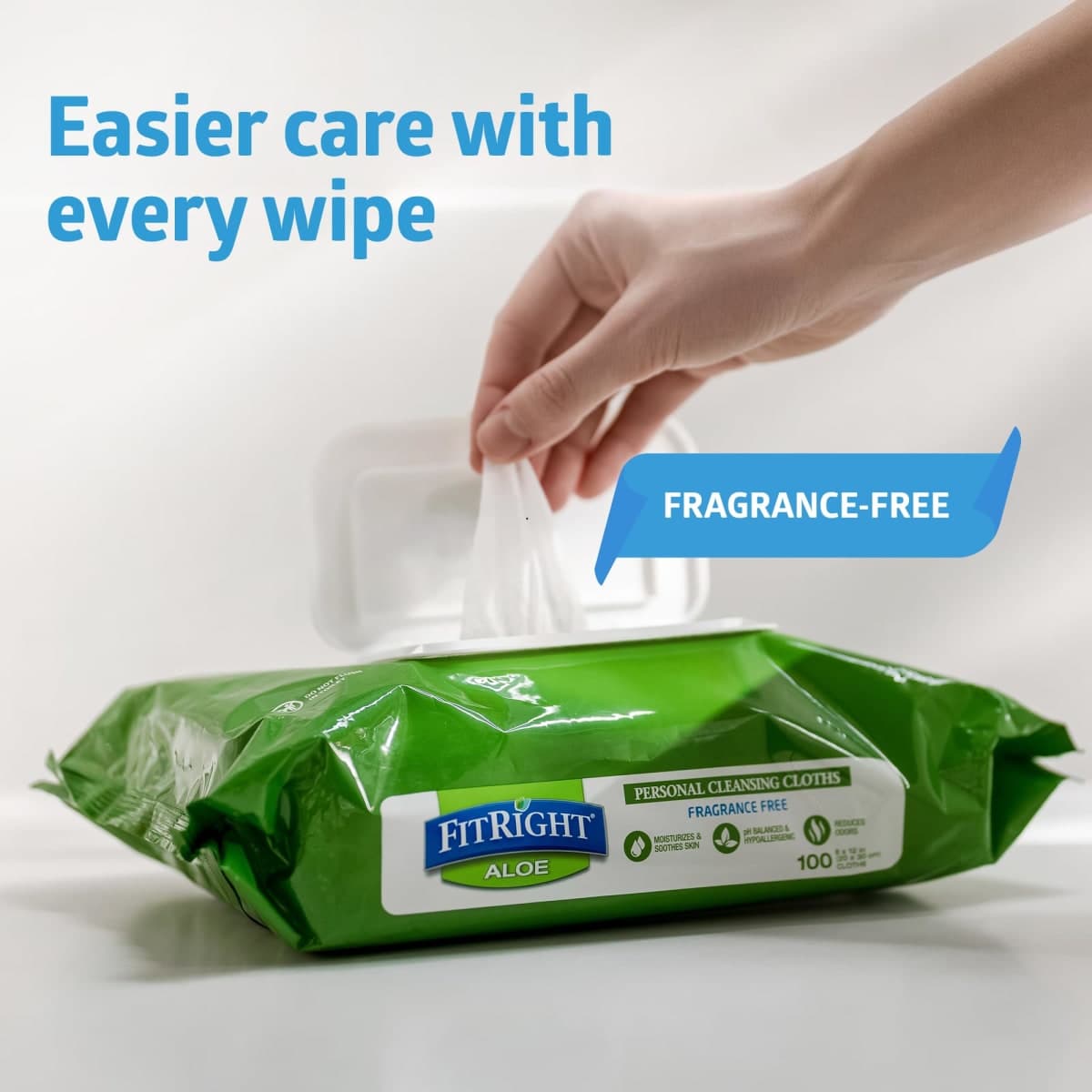 Medline AloeTouch Quilted Heavyweight Personal Cleansing Cloth Wipes, 576 Count, Unscented, 8 x 12 inch Adult Large Incontinence Wipes thumbnail 4