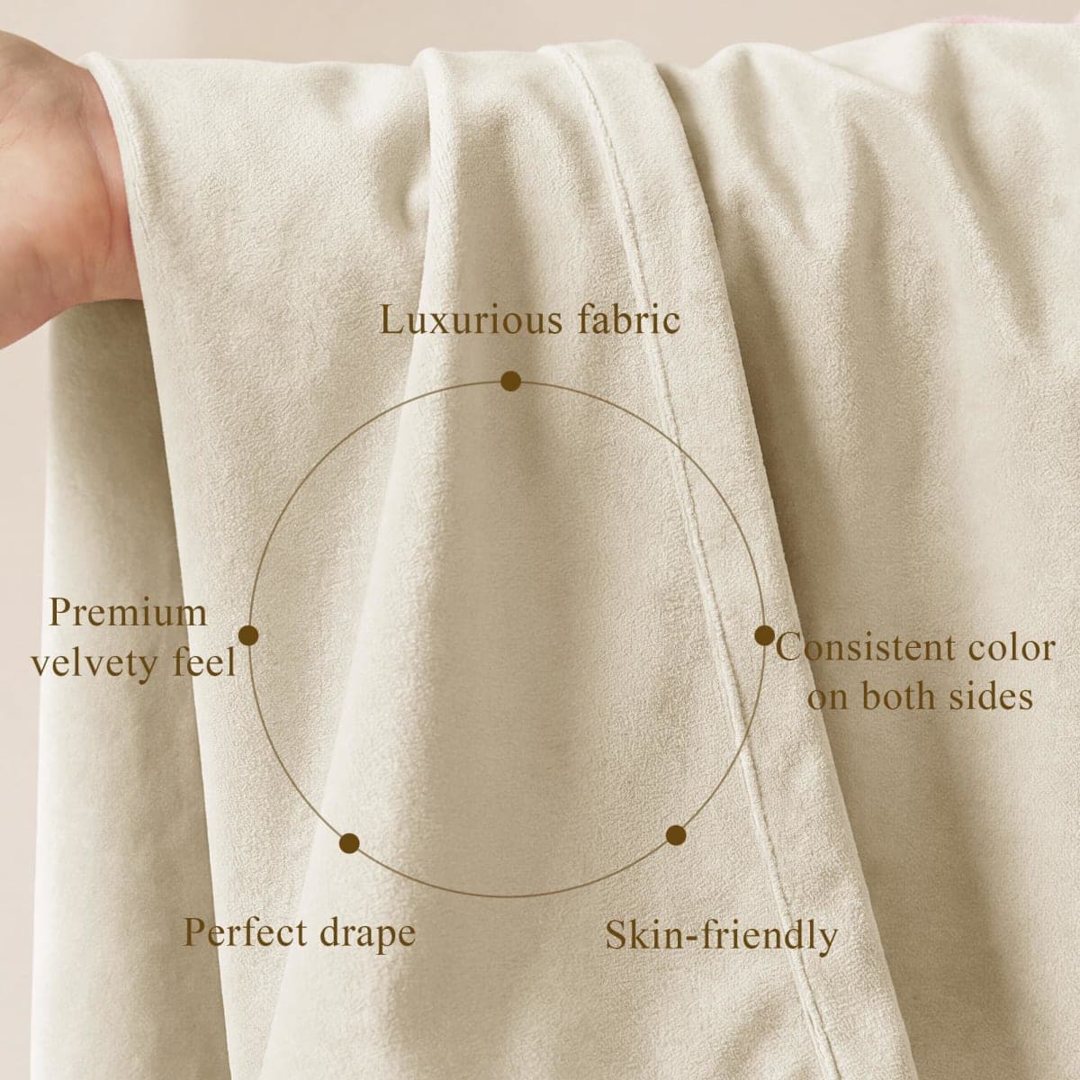 StangH Farmhouse Velvet Curtains 96 inches Long, Beige Curtains & Drapes Light Dimming for Nursery Bedroom Vertical Window Covering Panels Thermal Insulated for Laundry, W52 x L96,2 Panels thumbnail 4
