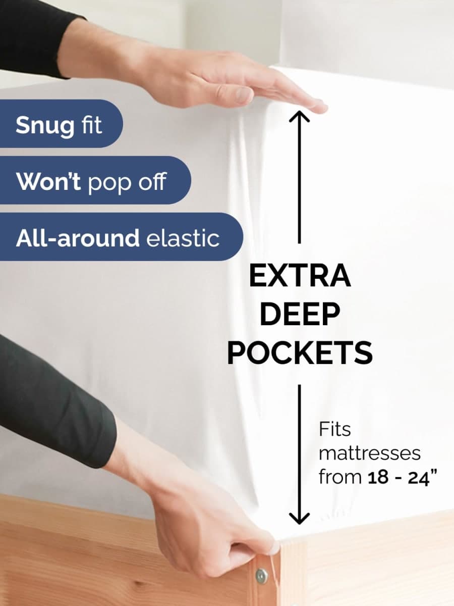 Extra Deep Queen Fitted Sheet - Single Fitted Sheet Only - Antique White thumbnail 2