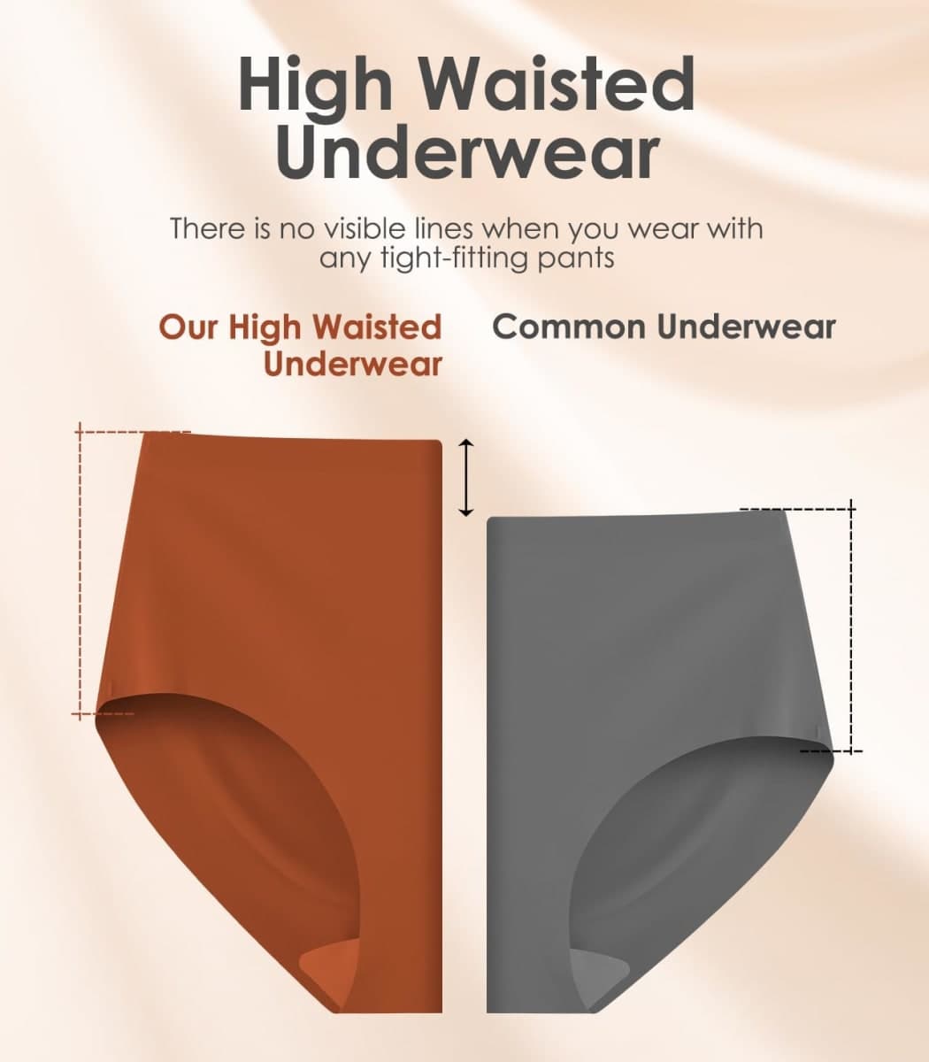 Kalapa Seamless Womens Underwear High Waisted No Show Briefs Silky Stretch Breathable Full Coverage Ladies Panties Multi Pack, Multi-1(6pack), Large thumbnail 3
