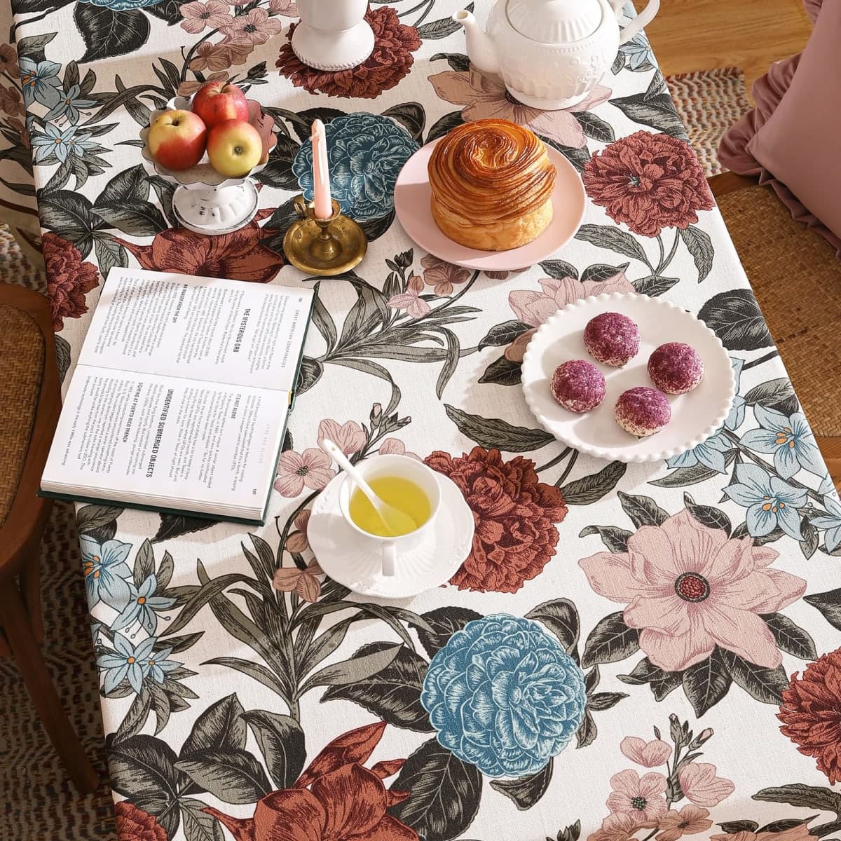 bilin gaier Designer Linen Rectangular Tablecloth,94"x63"-Burgundyred thumbnail 4