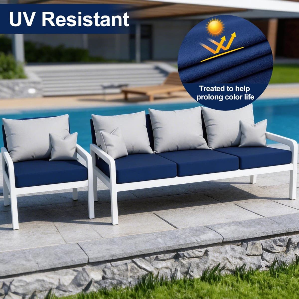 Smiry Waterproof Patio Cushion Covers, Stretch Outdoor Furniture Covers thumbnail 3