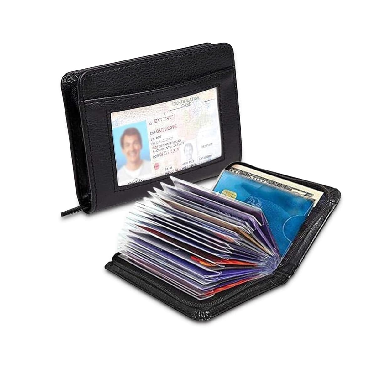 JahyShow Men's Zipper Wallet 36 Slots RFID Blocking Card Holder thumbnail 2