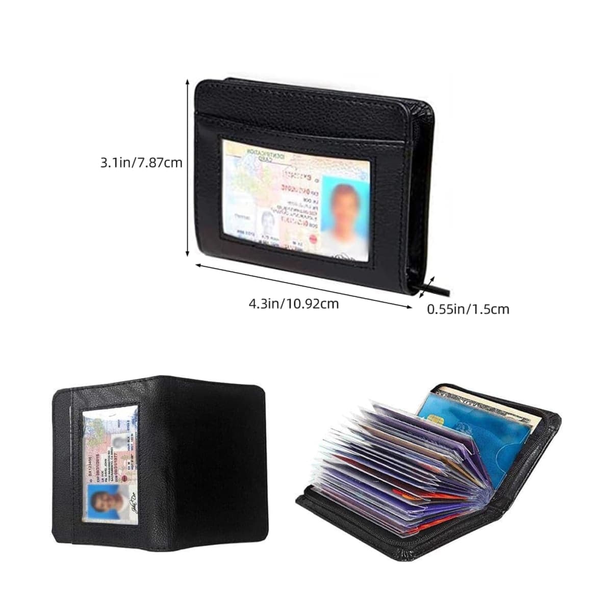JahyShow Men's Zipper Wallet 36 Slots RFID Blocking Card Holder thumbnail 3