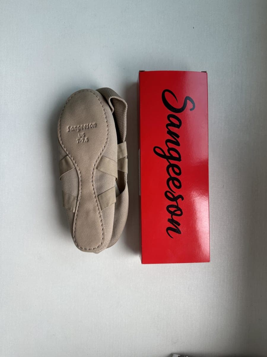 SANGEESON Ballet Shoes for Women(Leather Full Sole, Arch Support, Breathable), Yoga Socks for Men, Jazz Shoes, Dance Shoes Women for Beginner, Khaki-x, 8-8.5 thumbnail 3