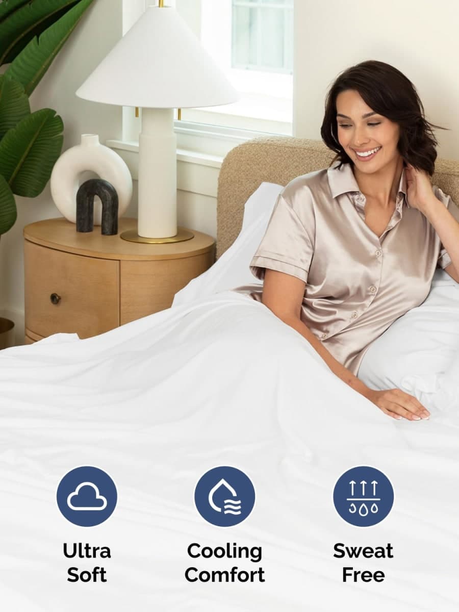 Extra Deep King Sheet Set - 6 Piece Breathable and Cooling Sheets - White thumbnail 5