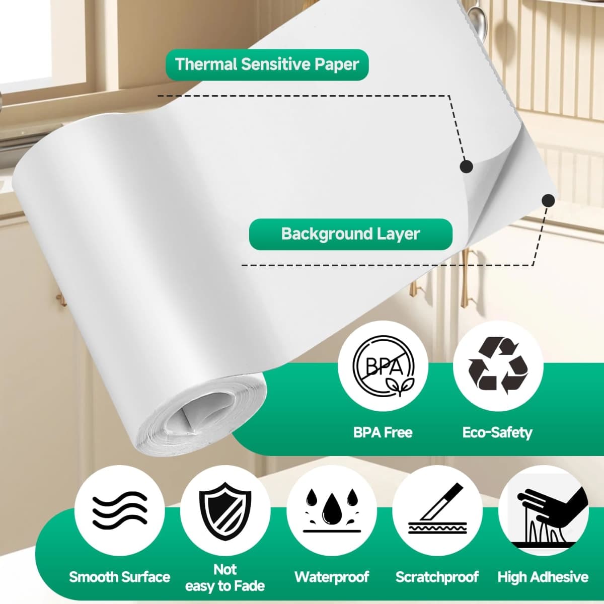 10 Rolls Sticker Maker Refill Compatible with Hello Blink,2.2 X 0.98 Inch,White Adhesive Stickers Compatible with Hello Blink,Thermal Paper for Most Kids Instant Camera thumbnail 2